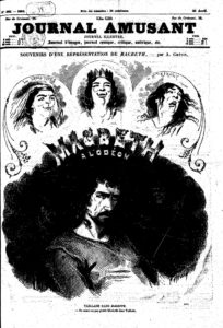 les comédiens Taillade et Mlle Karoly, couverture du Journal Amusant, 1863